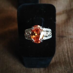 Dark Peach & Light  Peach CZ Ring 7